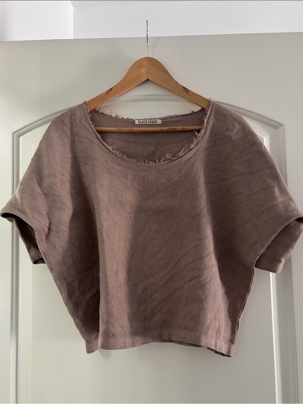 Black Crane Mauve Crop Top - Relaxed Boxy Tee